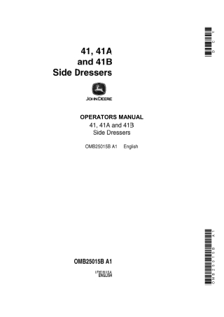 John Deere 41B Side Dressers Operator’s Manual Instant Download (Publication No.OMB25015B)