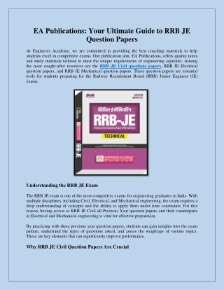 EA Publications Your Ultimate Guide to RRB JE Question Papers