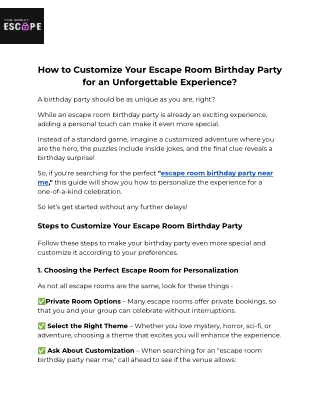 How to Customize Your Escape Room Birthday Party for an Unforgettable Experience_