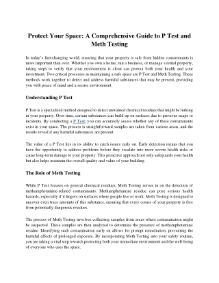Protect Your Space A Comprehensive Guide to P Test and Meth Testing