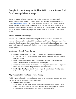 google forms survey vs pollhit which