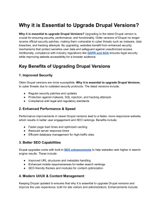 Why it is Essential to Upgrade Drupal Versions