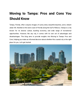 moving to tampa pros and cons you should know