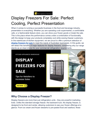 Display Freezers For Sale: Perfect Cooling, Perfect Presentation