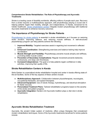 Comprehensive Stroke Rehabilitation_ The Role of Physiotherapy and Ayurvedic Treatments