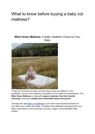 What to know before buying a baby cot mattress?