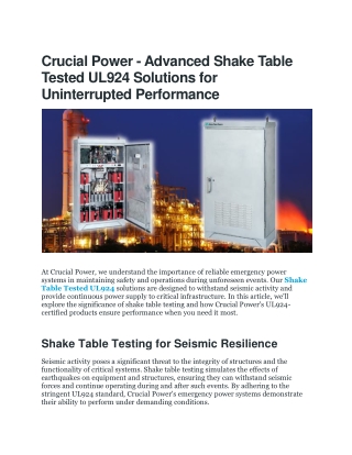 crucial power advanced shake table tested ul924