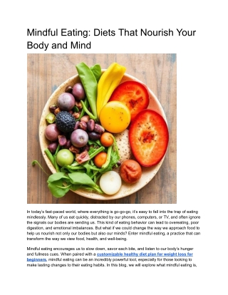 Mindful Eating Diets That Nourish Your Body and Mind