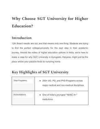 Why Choose SGT University for Higher Education_
