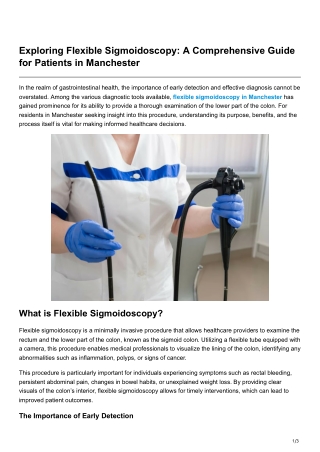 Exploring Flexible Sigmoidoscopy A Comprehensive Guide for Patients in Manchester