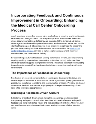 incorporating feedback and continuous improvement