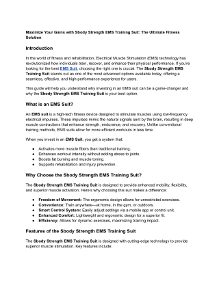 Maximize Your Gains with Sbody Strength EMS Training Suit_ The Ultimate Fitness Solution