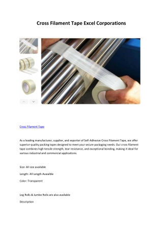 Cross Filament Tape Excel Corporations