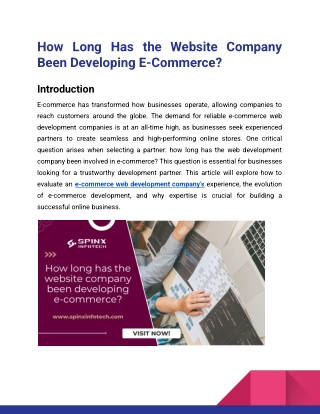 How Long Has the Website Company Been Developing E-Commerce_Spinx Infotech