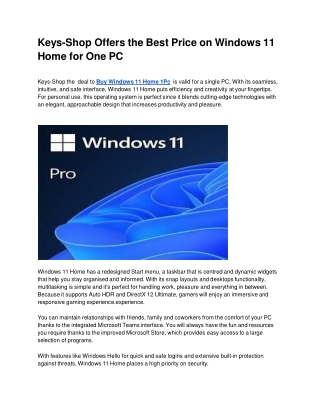 Keys-Shop Offers the Best Price on Windows 11 Home for One PC  (1)