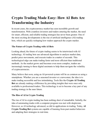 crypto trading made easy how ai bots