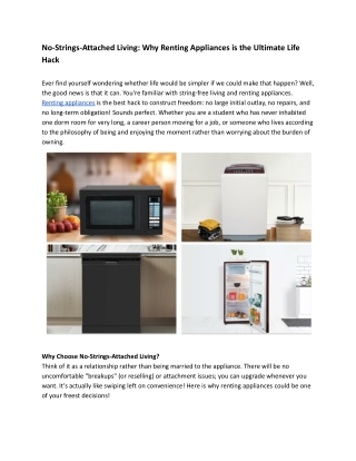 no strings attached living why renting appliances