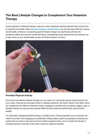 The Best Lifestyle Changes to Complement Your Ketamine Therapy