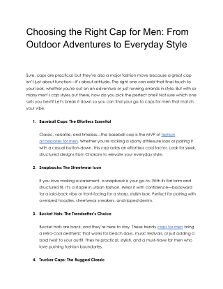 Choosing the Right Cap for Men_ From Outdoor Adventures to Everyday Style