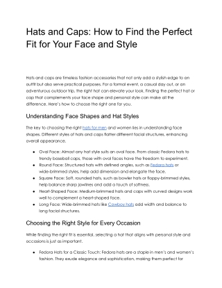 Hats and Caps_ How to Find the Perfect Fit for Your Face and Style