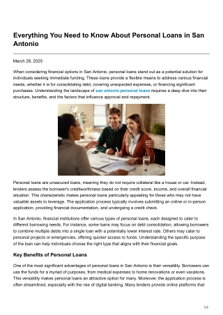 Everything You Need to Know About Personal Loans in San Antonio