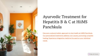 Ayurvedic Treatment for Hepatitis B & C at HiiMS Panchkula