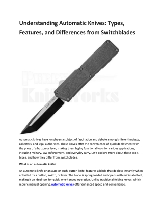 understanding automatic knives types features