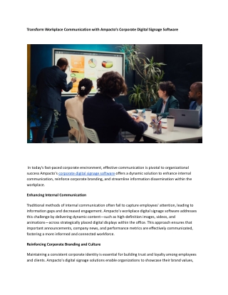 Transform Workplace Communication with Ampacto’s Corporate Digital Signage Softw