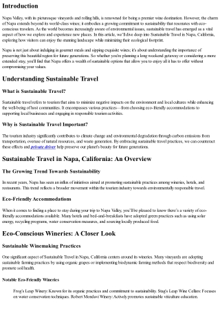 Sustainable Travel in Napa, California