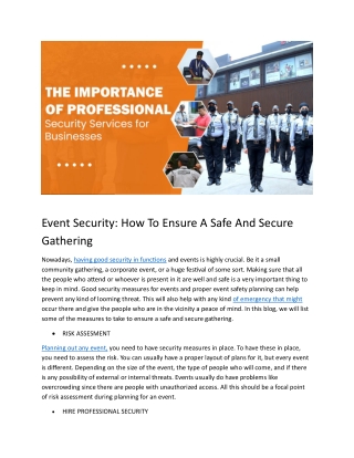 Event Security  How To Ensure A Safe And Secure Gathering