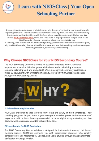 Learn with NIOSClass  Your Open Schooling Partner