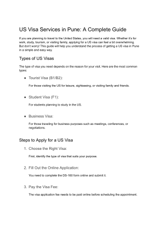 Exclusive US Visa Company in Pune