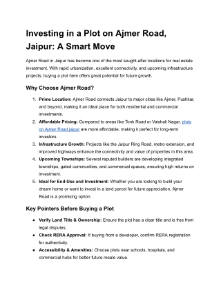 Investing in a Plot on Ajmer Road, Jaipur_ A Smart Move