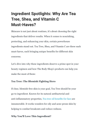 ingredient spotlights why are tea tree shea