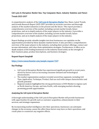 cell lysis disruption market cell lysis