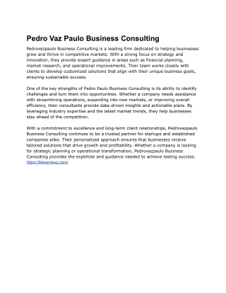 pedro vaz paulo business consulting