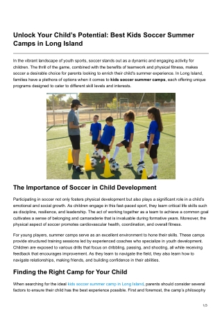 Unlock Your Childs Potential Best Kids Soccer Summer Camps in Long Island