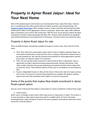 Property in Ajmer Road Jaipur_ Ideal for Your Next Home