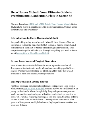 hero homes mohali your ultimate guide to premium