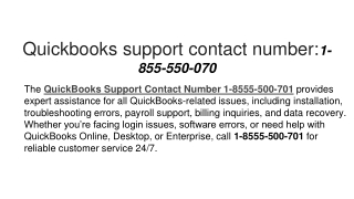 quickbooks support contact number 1 855 550 070