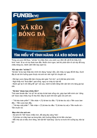 Khi Nào Nên Xả Kèo Bóng Đá_ Tìm Hiểu Tại Fun88 Kyc Ngay