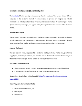 Cordierite Market Trends 2037