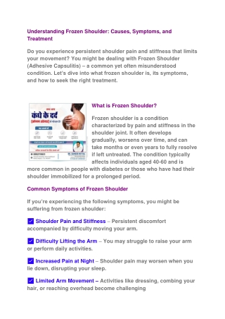 Understanding Frozen Shoulder by Dr.Sameer Mittal