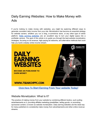 daily earning websites how to make money with ads