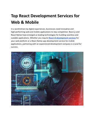 Top React Development Services for Web & Mobile