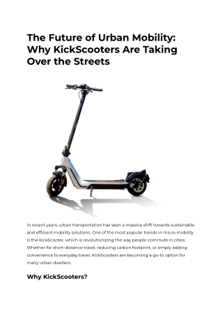 The Future of Urban Mobility_ Why KickScooters Are Taking Over the Streets