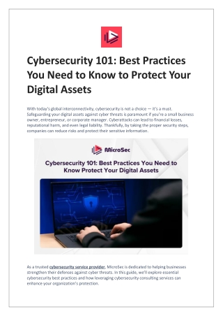 Cybersecurity 101 - Best Practices You Need to Know to Protect Your Digital Assets