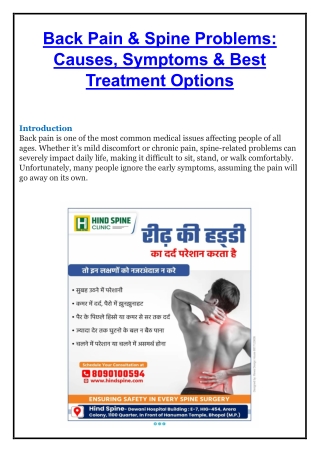 Back Pain - Hind Spine Clinic