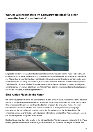Warum Wellnesshotels im Schwarzwald ideal für einen romantischen Kurzurlaubsind