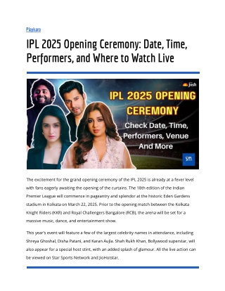 IPL 2025 Opening Ceremony_ Date, Time, Performers, and Where to Watch Live